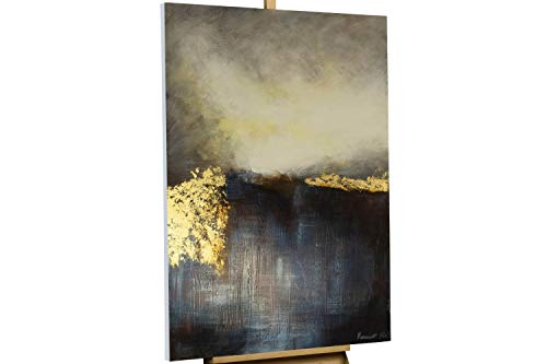 KunstLoft Leinwandbild | 100% HANDGEMALT | 80x120cm | Gemälde 'Mountainside by Dawn' | Abstrakt | Blau | Wandbild Wohnzimmer von KunstLoft