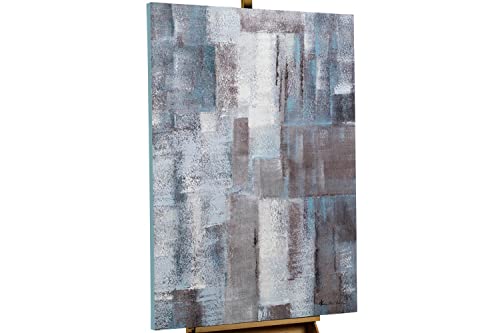 KunstLoft Leinwandbild | 100% HANDGEMALT | 80x120cm | Gemälde 'Waterfall of Ice' | Abstrakt | Blau | Wandbild Wohnzimmer von KunstLoft