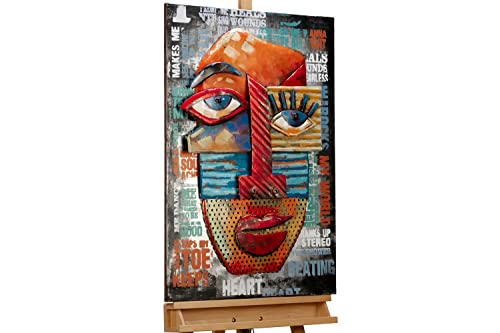 KunstLoft Metallbild 3D | 100% HANDGEFERTIGT | 60x90x6cm | Wandbild Metall Deko 'Colourful Joy' | Gesicht | Bunt | Metall Wanddeko Wohnzimmer von KunstLoft
