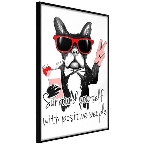 KunstLoft Poster 'Surround Yourself With Positive People' 30x45cm | Schwarzer Bilderrahmen | Full-HD-Druck auf hochwertigem Papier von KunstLoft
