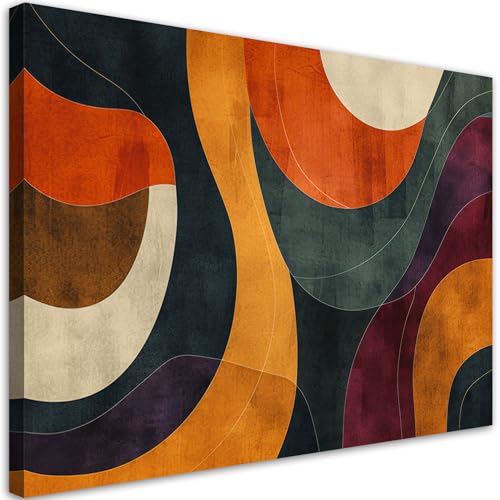 KunstLoft 'Retro Fusion' Kunstdruck auf Leinwand 100x70 cm Querformat Abstrakt Moderne Wandkunst für Wohnzimmer, Büro, Schlafzimmer von KunstLoft