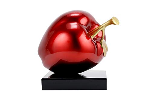KunstLoft Skulptur modern | 100% HANDGEFERTIGT | 18x16x13cm | Kunststein Statue 'Magischer Apfel' | Apfel | Rot Gold | Deko Figur Wohnzimmer von KunstLoft