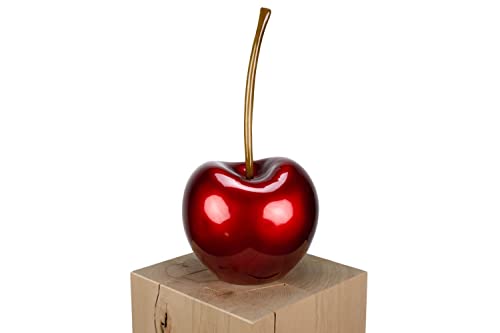 KunstLoft Skulptur modern | 100% HANDGEFERTIGT | 24x48x23cm | Kunststein Statue 'Geschmack des Sommers' | Kirschen | Rot | Deko Figur Wohnzimmer von KunstLoft