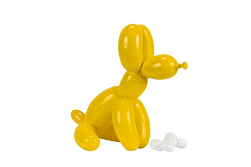 KunstLoft Skulptur modern | 100% HANDGEFERTIGT | 30x28x18cm | Kunststein Statue 'Bright Doggo' | Tierskulptur | Gelb Weiß | Deko Figur Wohnzimmer von KunstLoft