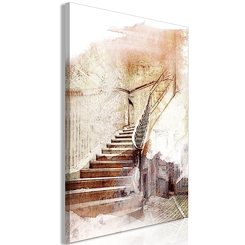 KunstLoft Wandbild 'Secret Stairs Vertical' 60x90x1,3cm | Kunstdruck auf Leinwand von KunstLoft