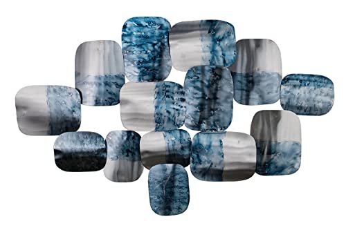 KunstLoft Wanddeko Metall | 100% HANDGEFERTIGT | 118x78x6cm | Wandbild Metall 'Adamant' | Abstrakte Skulpturen | Silber Blau | Wandskulptur | Metalldeko Wand Wohnzimmer von KunstLoft