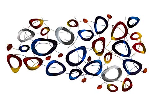 KunstLoft Wanddeko Metall | 100% HANDGEFERTIGT | 127x70x5cm | Wandbild Metall 'Planetenzauber' | Abstrakte Skulpturen | Blau Rot | Wandskulptur | Metalldeko Wand Wohnzimmer von KunstLoft