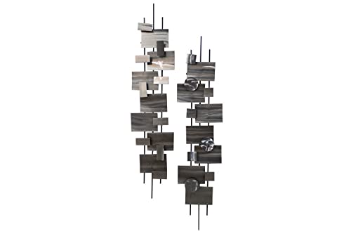 KunstLoft Wanddeko Metall | 100% HANDGEFERTIGT | 25x108x15cm | Wandbild Metall 'Living Geometry' | Abstrakte Skulpturen | Silber | Wandskulptur | Metalldeko Wand Wohnzimmer von KunstLoft