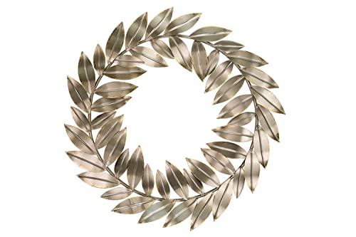 KunstLoft Wanddeko Metall | 100% HANDGEFERTIGT | 59x59x2,5cm | Wandbild Metall 'Siegeskranz' | Bäume | Gold | Wandskulptur | Metalldeko Wand Wohnzimmer von KunstLoft