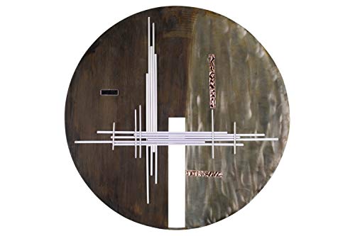 KunstLoft Wanddeko Metall | 100% HANDGEFERTIGT | 61x61x5,5cm | Wandbild Metall 'Zeichen der Zeit' | Abstrakte Skulpturen | Braun Silber | Wandskulptur | Metalldeko Wand Wohnzimmer von KunstLoft