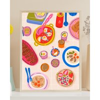 Food Illustration | Colorful Wallart Minimal Kitchen Art Print Home Poster Vibrant Colors von KunstaStudio
