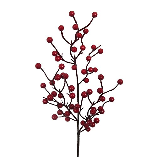 Künstlicher BEERENZWEIG ca 48 cm. Zweig mit Beeren Bordeaux - rot. von Kunstblumen