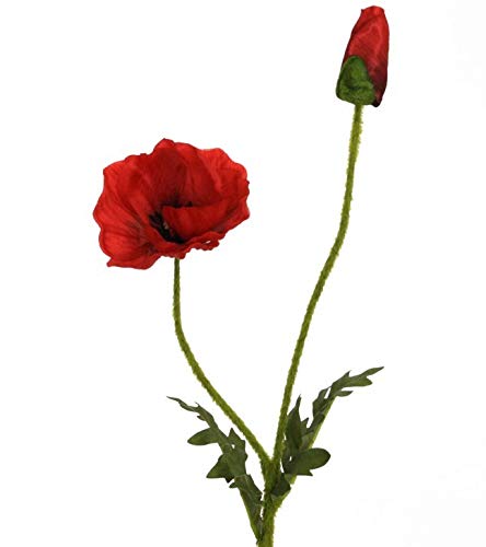 Kunstblumen MOHN mit Blüte und Knospe. Mohnblume ca 60 cm. ROT. Art.: 22616 01 von Kunstblumen