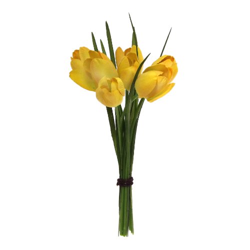 Kunstblumen, Kleiner Tulpenbund 23cm mit 7 Tulpen GELB-30 von Kunstblumen