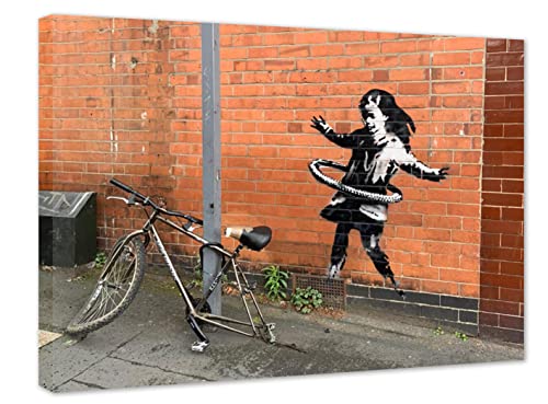Banksy Bilder Fahrradreifen Kind/Leinwandbild Wohnzimmer Pop Art Streetart Kunstdruck, Kinderzimmer Art/Street Art Kunst fertig zum Aufhängen (50x70 cm) von Kunstbruder
