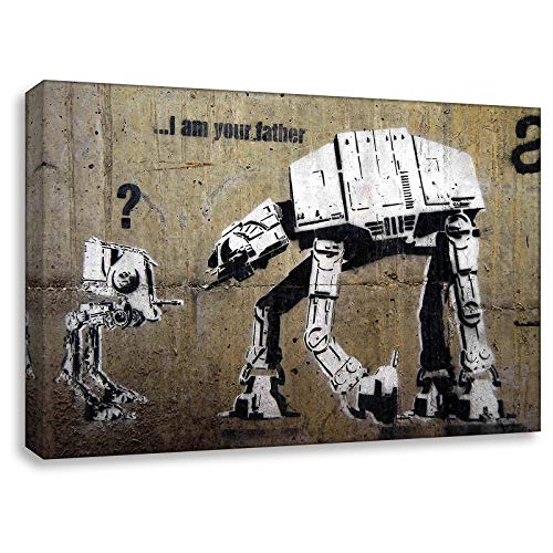 Banksy Kunstdrucke Leinwandbilder - I am Your Father Wandbild für Wohnzimmer Kunstbilder für Zuhause (div. Formate) - 2 cm Leinwanddrucke Wandbilder Leinwandbilder - fertig zum aufhängen (40x60cm) von Kunstbruder