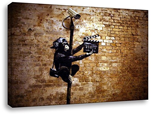 Banksy - Leak Street 70x100cm - Bilder Leinwanddrucke/Wandbilder Street Art Graffiti Kunstdruck 2cm (div. Varianten/Größen) - Leinwandbild Wandbild/fertig aufgespannt/fertig zum aufhängen von Kunstbruder