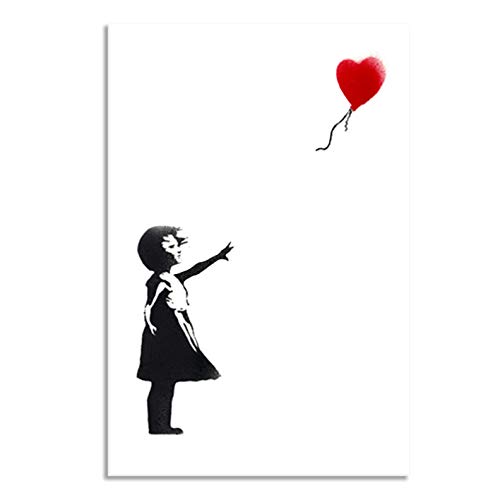 Banksy Leinwandbilder hochkant - Kunstdrucke auf Leinwand I Wandbilder für zuhause, Street Art Graffiti Bild (div. Formaten) (Mädchen mit Ballom, 60x80 cm) von Kunstbruder