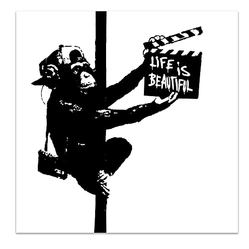 Banksy Motive Geschenkbox Geburtstag Set Überraschung Box Kunstgeschenk mit Jutebetel, Postkarten, Sticker und Leinwandbild (Life is) von Kunstbruder