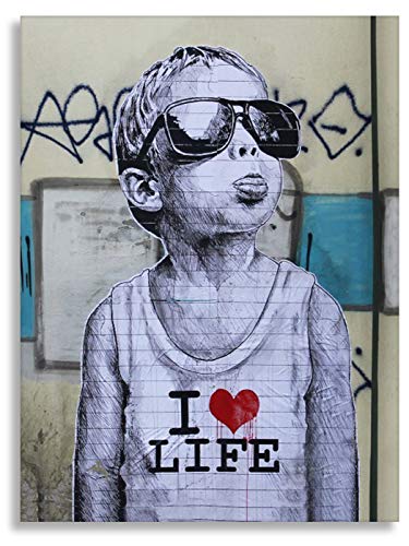 Banksydruck Banksybilder Druck auf leinwand "Banksy" Graffiti - Bild "I Love My Life" Bild fertig auf Keilrahmen Kunstdrucke, Wandbilder, Bilder zur Dekoration - direkt vom (60x80 cm) von Kunstbruder