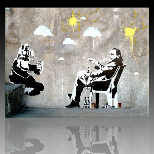 Bild auf Leinwand Banksy Graffiti Kunstdruck Street Art - Alf (div. größen) (60x80cm) von Kunstbruder