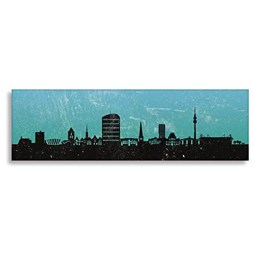 Dortmund Stadt Leinwandbild/Kunstdruck Skyline Dortmunder Türkis (div. Größen) Leinwanddrucke Wandbild Bilder (30x90cm) von Kunstbruder