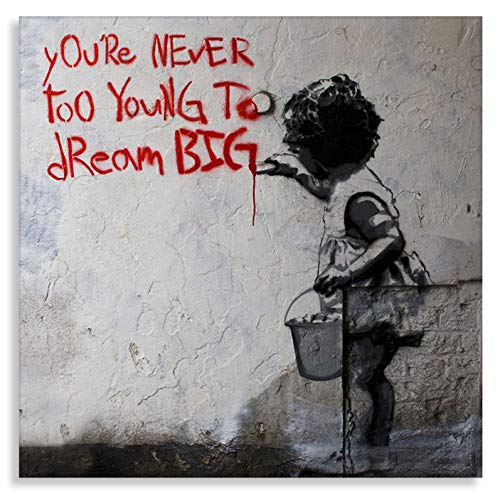 Druck auf leinwand Banksy Graffiti - Bild Dream Big Farbe ! Bild fertig auf Keilrahmen !Kunstdrucke, Wandbilder, Bilder zur Dekoration - direkt vo (20x20cm) von Kunstbruder