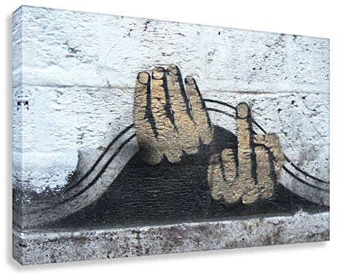 Druck auf leinwand Banksy Graffiti - Bild Fuk Finger ! Bild fertig auf Keilrahmen !Kunstdrucke, Wandbilder, Bilder zur Dekoration - Banksy Stree (30x40cm) von Kunstbruder