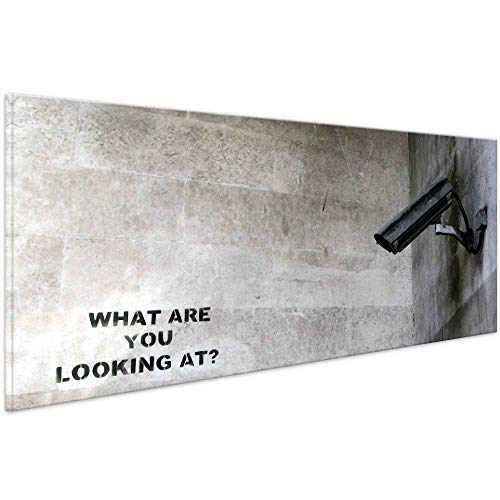 Druck auf leinwand Banksy Graffiti - Bild What Are You Looking at? ! Bild fertig auf Keilrahmen !Kunstdrucke, Wandbilder, Bilder zur Dekoration - B (20x50cm) von Kunstbruder