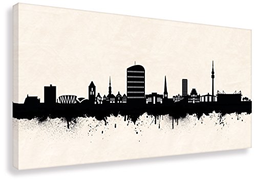 Kunst Druck auf Leinwand - Skyline Dortmund SW (div. Größen) Bild fertig auf Keilrahmen ! Graffiti Like Banksy Art Gemälde Kunstdrucke, Wandbilder (50x100cm) von Kunstbruder