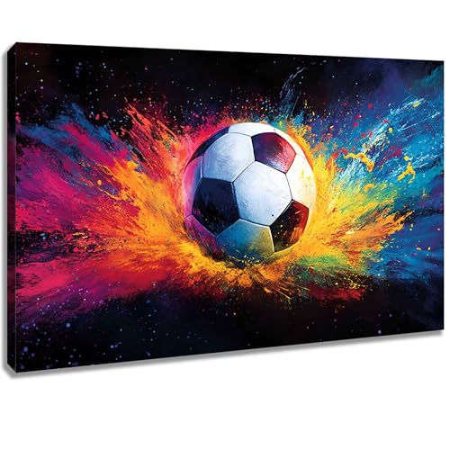 Kunstbruder© Leinwandbilder Einzigartige Kunst – Deko für Schlafzimmer & Wohnzimmer, Canvas Bilder - (Farben_Fußball, 60x80 cm) von Kunstbruder