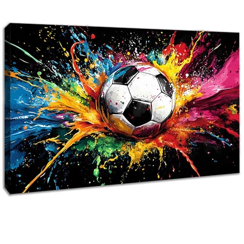 Kunstbruder© Leinwandbilder Einzigartige Kunst – Deko für Schlafzimmer & Wohnzimmer, Canvas Bilder - (abstrakter_paintsplash_fußball, 80x120 cm) von Kunstbruder