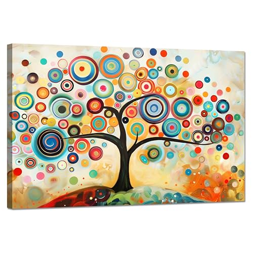 Kunstbruder© XXL-Leinwand Modern abstrakte Natur Wandbilder - Swirled Tree Colors - Kunstvolle Schlafzimmer Bild Ästhetik Wohnzimmer Gemälde (div. Größen) fertig zum Aufhängen (70x100 cm) von Kunstbruder