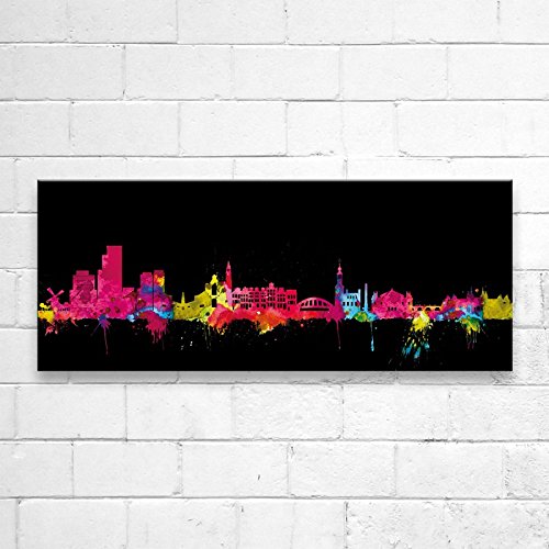 Kunstbruder Amsterdam Skyline - Neon (div. Grössen) - Kunst Druck auf Leinwand 40x100cm von Kunstbruder