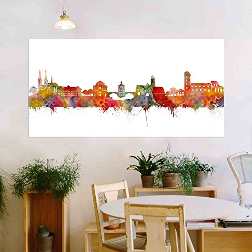 Kunstbruder Bamberg Stadt Skyline - Wandbild - Light (div. Größen) 3D 4cm - Kunst Druck auf Leinwand 60x120cm von Kunstbruder