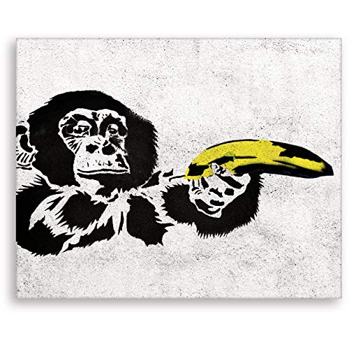 Kunstbruder Banana Gun Monkey (div. Größen) 3D 4cm - Street Art Kunstbild Druck auf Leinwand40x50cm von Kunstbruder