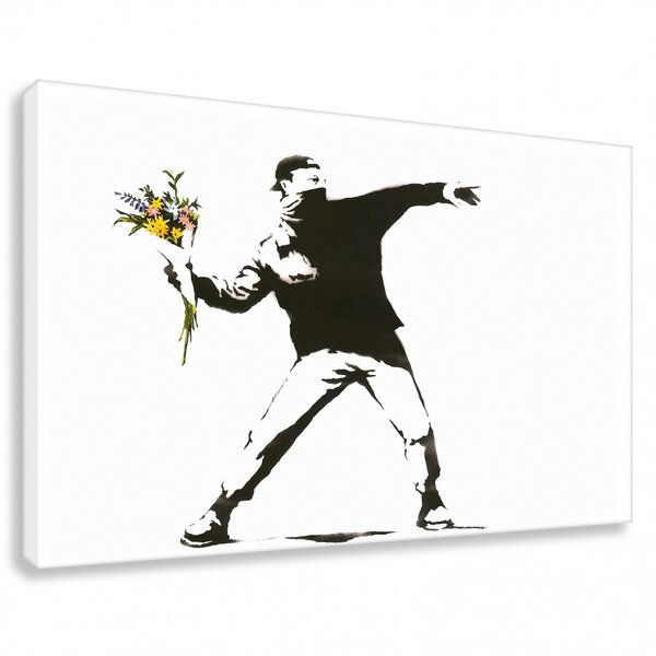 Kunstbruder Banksy Bild Flower Riot Wandbilder Wohnzimmer von Kunstbruder