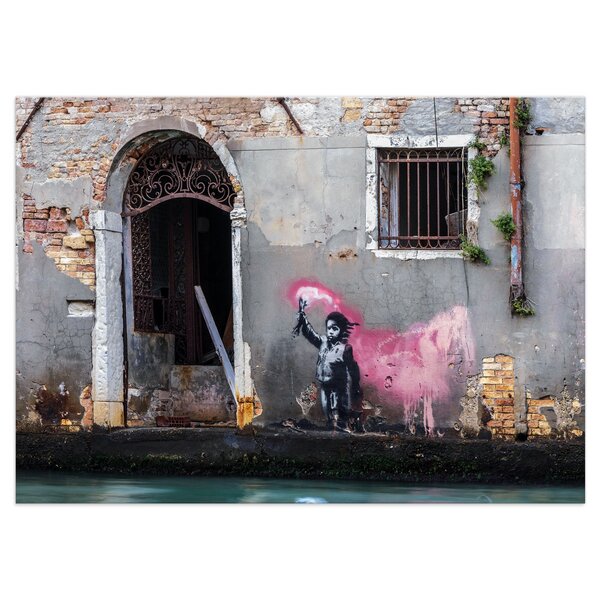 Kunstbruder Banksy Bild Pink Signal Wandbilder Wohnzimmer von Kunstbruder