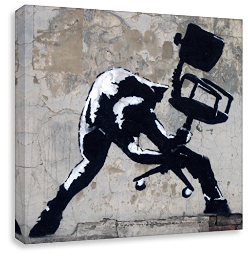 Kunstbruder Banksy Kunstdruck - Burnout (div. Größen) - Street Art Graffiti Kunst Druck auf Leinwand Wandbild Zimmerbild Bürobild Leinwandbild 90x90cm von Kunstbruder