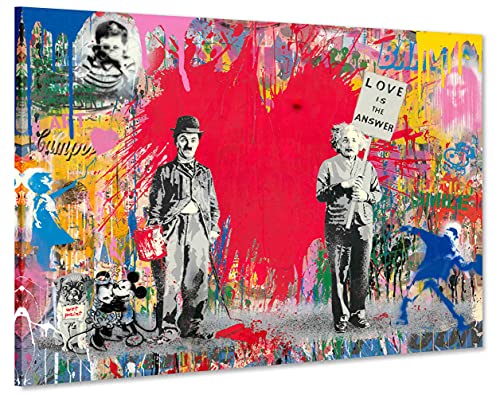 Kunstbruder Banksy Leinwandbild Bilder Love is the Answer 1-TLG rechteckig Leinwand auf Keilrahmen Graffiti Street Art, fertig zum Aufhängen (70x100 cm) von Kunstbruder