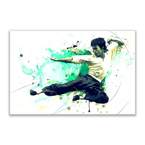 Kunstbruder Bruce Lee Kick Color (div. Größen) - Kunst Druck auf Leinwand 40x60cm von Kunstbruder