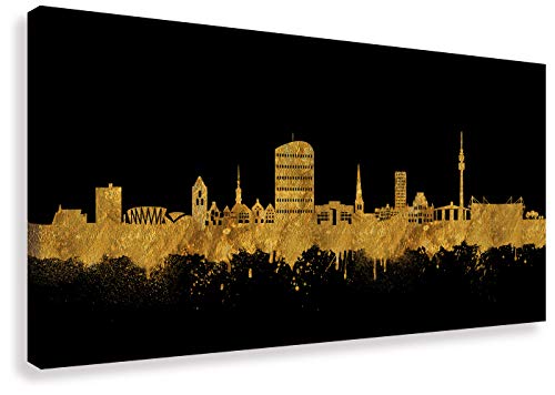 Kunstbruder Dortmund Skyline Gold (div. Größen) - Kunst Druck auf Leinwand 60x120cm von Kunstbruder