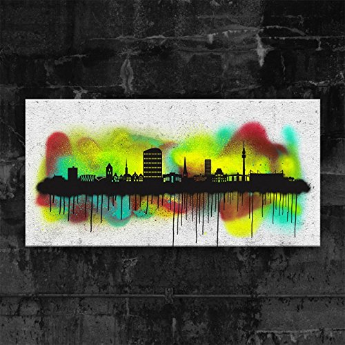 Kunstbruder Dortmund Skyline Graffiti (div. Größen) - Kunst Druck auf Leinwand 100x200cm von Kunstbruder