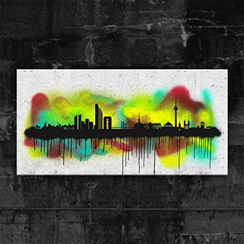 Kunstbruder Düsseldorf Skyline Graffiti (div. Größen) - Kunst Druck auf Leinwand 40x80cm von Kunstbruder