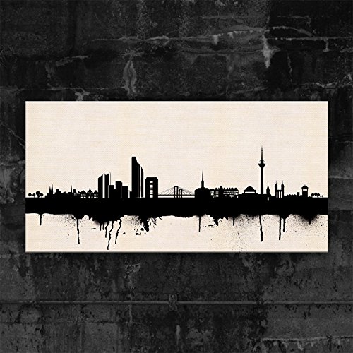 Kunstbruder Düsseldorf Skyline - SW (div. Größen) 3D 4cm - Kunstbild Druck auf Leinwand 30x60cm von Kunstbruder