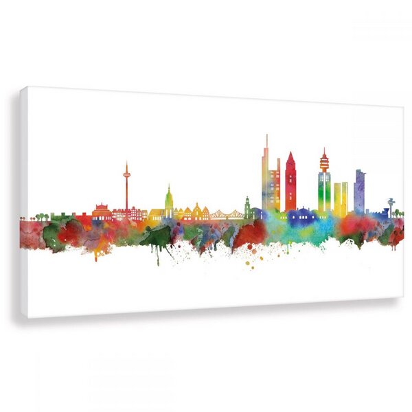 Kunstbruder Frankfurt Skyline - Light - Leinwand - Kunstdruck - Bilder von Kunstbruder
