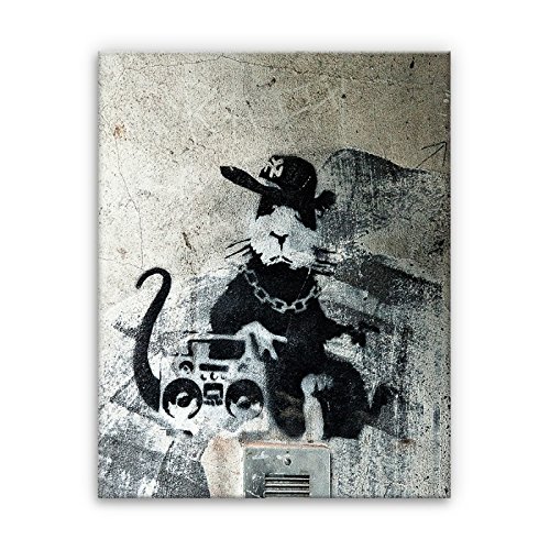 Kunstbruder Gangstarat (div. Größen) 3D 4cm - Banksy Art Kunstbild Leinwandbild Druck 80x120cm von Kunstbruder