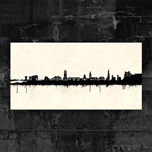 Kunstbruder Hamm Skyline SW (div. Größen) - Kunst Druck auf Leinwand 100x200cm von Kunstbruder