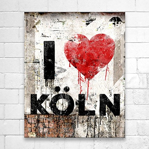 Kunstbruder I Love Köln by Thomas Weigl (div. Grössen) - Kunst Druck auf Leinwand 50x60cm von Kunstbruder