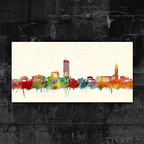 Kunstbruder JENA Skyline - Farbe (div. Grössen) - Kunst Druck auf Leinwand 60x120cm von Kunstbruder